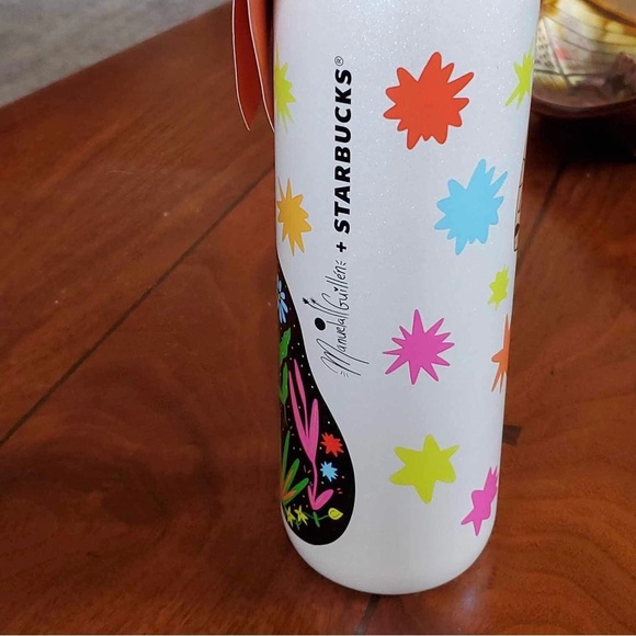 Starbucks 2023 Manuela Guillen White Glitter Stainless Grande Tumbler 16oz - Picture 5 of 5